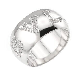 BVLGARI Monologo Diamond Ring 18K White Gold 750 Size54 6.25-6.5(US)